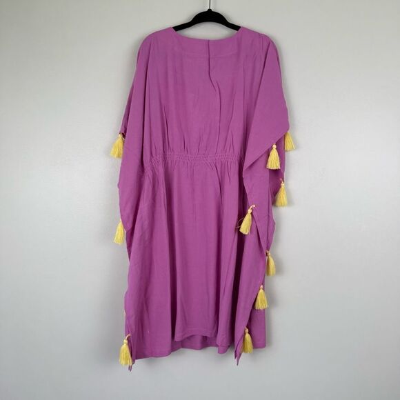 NWT RuffleButts Girls Woven Kaftan Pom Pom Poncho Swimsuit Cover-Up Size 6/7 - Picture 4 of 4